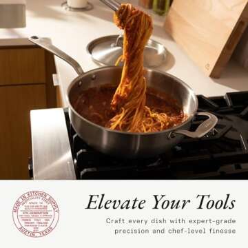 Made In Cookware - 5 Quart Stainless Steel Saucier Pan - 5 Ply Stainless Clad - Professional Cookware - Crafted in Italy - Induction Compatible