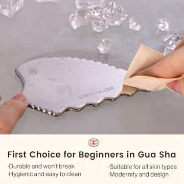 Rena Chris Gua Sha Facial Tools, Stainless Steel Guasha, Manual Massage Sticks for Jawline Sculpting and Puffiness Reducing, Facial Massage Tool, Skin Care Massager (Pear-Shaped)