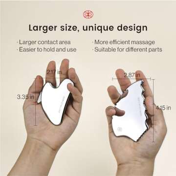 Rena Chris Gua Sha Facial Tools, Stainless Steel Guasha, Manual Massage Sticks for Jawline Sculpting and Puffiness Reducing, Facial Massage Tool, Skin Care Massager (Pear-Shaped)