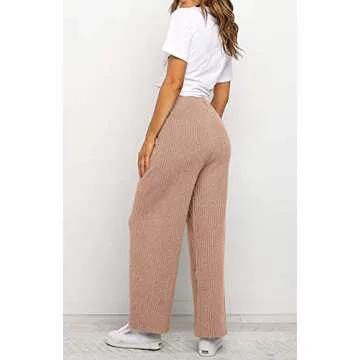 Waitfairy Womens Comfy High Waisted Wide Leg Pants