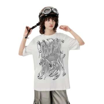 Aelfric Eden Metalic Graphic Tees Men Y2k Oversized T Shirts Women Vintage Tees Unisex Summer Tops W...