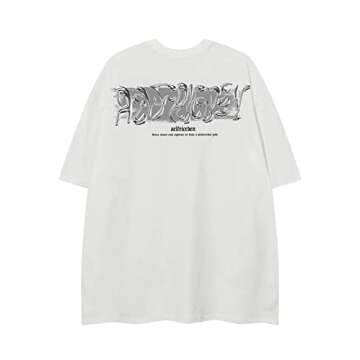 Aelfric Eden Metalic Graphic Tees Men Y2k Oversized T Shirts Women Vintage Tees Unisex Summer Tops White