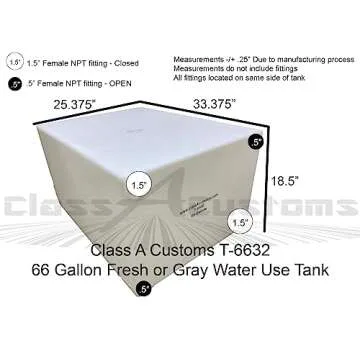 Class A Customs 66 Gallon RV Water Holding Tank