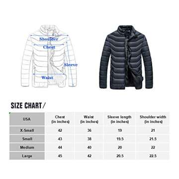 VEDOMS Mens Winter Quilted Insulated Thickened Jacket Puffer with Thermal Fleece Lined Coats(Green,L)