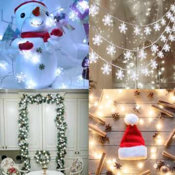 2 Packs 100 LED Christmas Snowflake String Lights Hanging Decorations - Winter Wonderland Lighted Decor for Holiday Xmas Indoor Outdoor Party Supplies (42.6ft,Batteries Not Included)