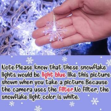 2 Packs 100 LED Christmas Snowflake String Lights Hanging Decorations - Winter Wonderland Lighted Decor for Holiday Xmas Indoor Outdoor Party Supplies (42.6ft,Batteries Not Included)