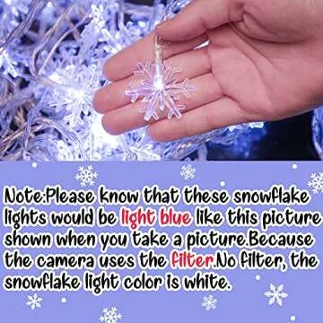 2 Packs 100 LED Christmas Snowflake String Lights Hanging Decorations - Winter Wonderland Lighted Decor for Holiday Xmas Indoor Outdoor Party Supplies (42.6ft,Batteries Not Included)