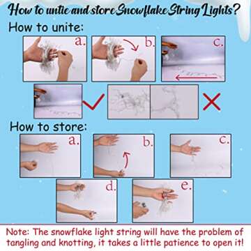 2 Packs 100 LED Christmas Snowflake String Lights Hanging Decorations - Winter Wonderland Lighted Decor for Holiday Xmas Indoor Outdoor Party Supplies (42.6ft,Batteries Not Included)