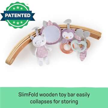 Ingenuity Cozy Spot Reversible Duvet Activity Gym & Play Mat with Wooden-Toy-bar - Calla (Pink), Newborn and up