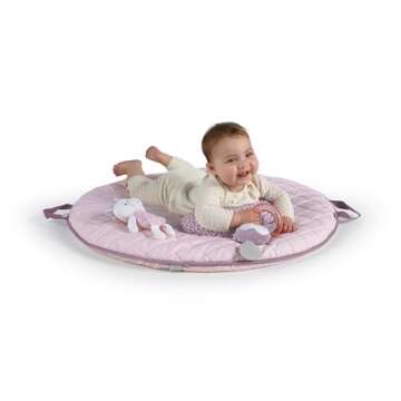 Ingenuity Cozy Spot Reversible Duvet Activity Gym & Play Mat with Wooden-Toy-bar - Calla (Pink), Newborn and up