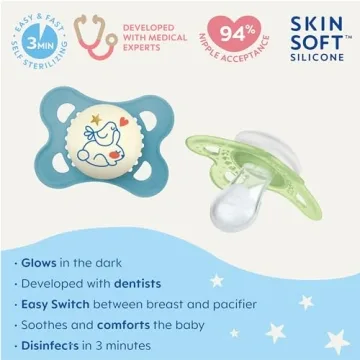MAM Night Pacifiers 0-6 Months Glow in the Dark Comfort