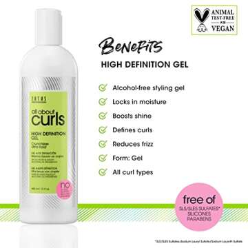 All About Curls High Definition Gel | Crunchless Ultra Hold | Define, Moisturize, De-Frizz | All Curly Hair Types | Vegan & Cruelty Free | Sulfate Free | 32 Fl Oz