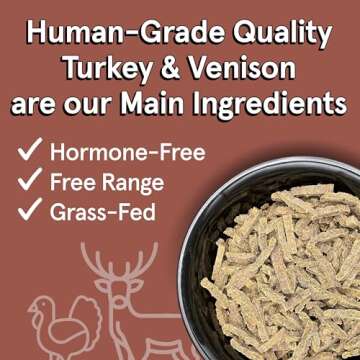 Real Meat Air Dried Dog Food w/Real Turkey & Venison - 2lb Bag of Grain-Free Real Meat Dog Food Sour...