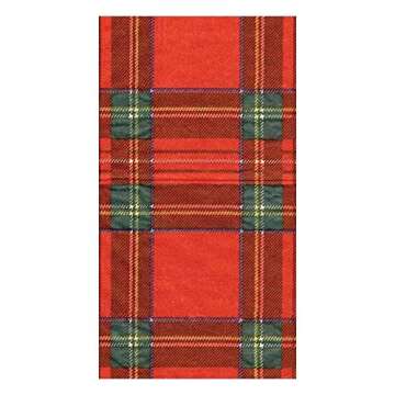 Caspari Royal Plaid Paper Guest Towel Napkins for Elegant Entertaining