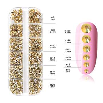 Nibiru 3992 Pieces Art Nail Rhinestones Flat Back Gems Round Crystal Rhinestones 6 Sizes with Pick U...