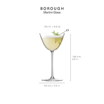LSA Borough Martini Glass Set | Elegant & Durable | 4 Pack