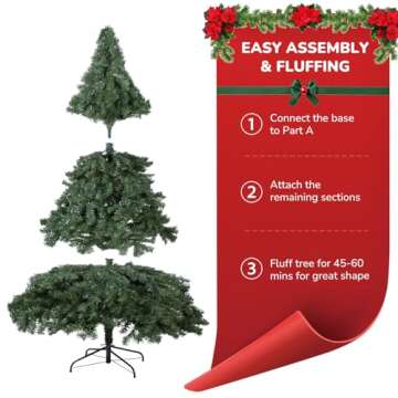 Seasonal Expressions 7.5 Ft. Premium 1480 Tips Extra Full Spruce Artificial Holiday Christmas Tree for Home - Easy Assembly - Prelit with 400 ct. White LED Lights