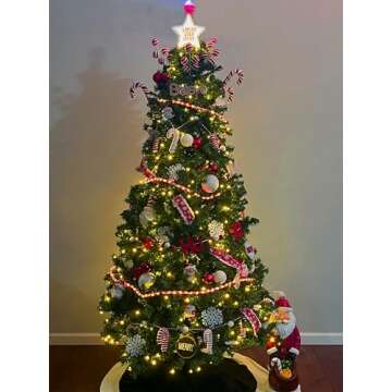 Seasonal Expressions 7.5 Ft. Premium 1480 Tips Extra Full Spruce Artificial Holiday Christmas Tree for Home - Easy Assembly - Prelit with 400 ct. White LED Lights