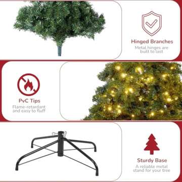 Seasonal Expressions 7.5 Ft. Premium 1480 Tips Extra Full Spruce Artificial Holiday Christmas Tree for Home - Easy Assembly - Prelit with 400 ct. White LED Lights