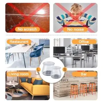 32 Pcs Chair Leg Protectors for Hardwood Floors, Silicone Felt Furniture Leg Cover Pad for Protecting Floors from Scratches and Noise, Smooth Moving for Chair Feet(Large fit : 1.3'' - 2'')