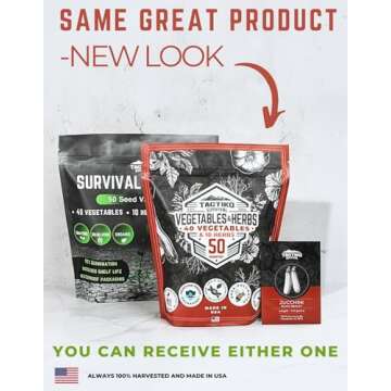 50 Vegetable & Herb Seeds Variety Pack - 25,000 Seeds - Long-Term Storage - Non-GMO Heirloom Open-Pollinated Gardening Seeds for Planting Vegetables & Herbs - Waterproof Packaging - U.S. Grown