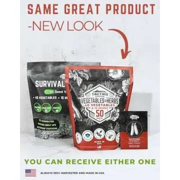 50 Vegetable & Herb Seeds Variety Pack - 25,000 Seeds - Long-Term Storage - Non-GMO Heirloom Open-Pollinated Gardening Seeds for Planting Vegetables & Herbs - Waterproof Packaging - U.S. Grown