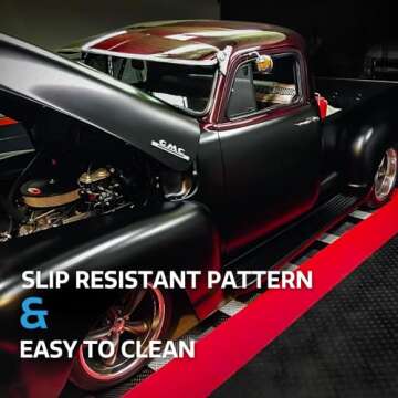 Big Floors GarageTrac Diamond, Interlocking Non-Slip Garage Flooring Tile, Durable, Modular, Heavy-Duty Copolymer, Easy Install (48 Pack), Black