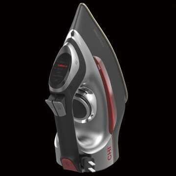 Steam Iron for Clothes with 8’ Retractable Cord, 1700 Watts, 3-Way Auto Shutoff, 400+ Holes, Professional Grade, Electronic Temperature Control, Titanium Infused Ceramic Soleplate (DISCONTINUED)