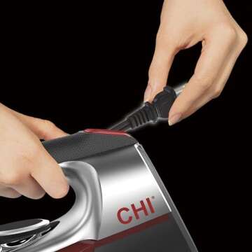 Steam Iron for Clothes with 8’ Retractable Cord, 1700 Watts, 3-Way Auto Shutoff, 400+ Holes, Professional Grade, Electronic Temperature Control, Titanium Infused Ceramic Soleplate (DISCONTINUED)