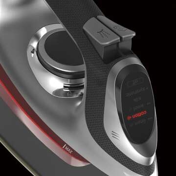 Steam Iron for Clothes with 8’ Retractable Cord, 1700 Watts, 3-Way Auto Shutoff, 400+ Holes, Professional Grade, Electronic Temperature Control, Titanium Infused Ceramic Soleplate (DISCONTINUED)