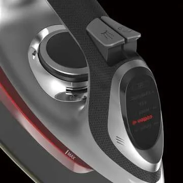 Steam Iron for Clothes with 8’ Retractable Cord, 1700 Watts, 3-Way Auto Shutoff, 400+ Holes, Professional Grade, Electronic Temperature Control, Titanium Infused Ceramic Soleplate (DISCONTINUED)