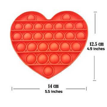 ellostar Push Pop Bubble Sensory Fidget Toys Pop Stress Reliever Silicone Squeeze Toy Tactile Logic Game, Great for Kids and Adults (Red Heart)