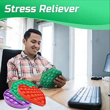 ellostar Push Pop Bubble Sensory Fidget Toys Pop Stress Reliever Silicone Squeeze Toy Tactile Logic Game, Great for Kids and Adults (Red Heart)