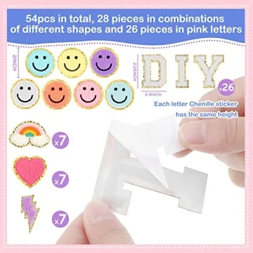 Geosar 54 Pcs Chenille Glitter Patches for Kids & Crafts