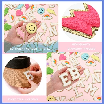 Geosar 54 Pcs Chenille Glitter Patches for Kids & Crafts