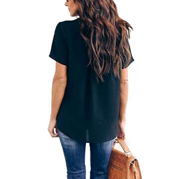 Allimy Summer Casual Chiffon Blouse | Chic Short Sleeve Tops