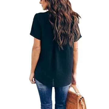 Allimy Summer Casual Chiffon Blouse | Chic Short Sleeve Tops