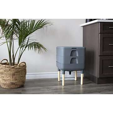 FCMP Outdoor - The Essential Living Composter, 2-Tray Worm Vermicomposter Bin (HF-LC4000v2-GRY) Grey