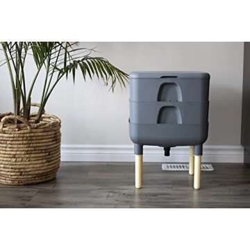 FCMP Outdoor - The Essential Living Composter, 2-Tray Worm Vermicomposter Bin (HF-LC4000v2-GRY) Grey