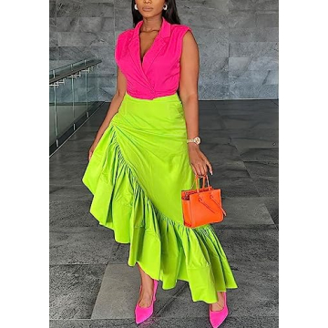Stylish Women Ruched Ruffle Skirt - High Waist Summer Fashion