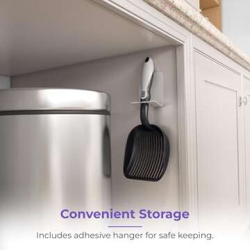 iPrimio Cat Litter Scoop Metal w/ Deep Shovel, Black - Non Stick Plated Aluminum Cat Litter Scooper with Holder - Litter Box Scooper - Metal Cat Litter Scoop - Patented Sifter w/ Holder - Solid Handle