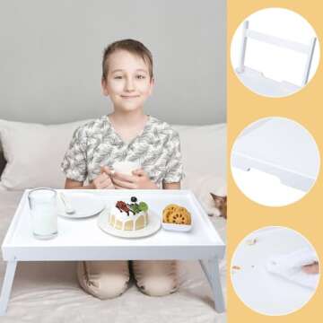 Soaoo Bamboo Bed Tray Table - 6 Pcs of Breakfast & Laptop Trays