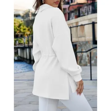 Doshoop Women's Turtleneck Sweatshirt with Drawstring Waist