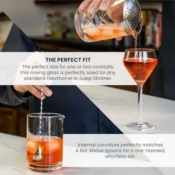 A Bar Above Classic Style Cocktail Mixing Glass, Thick, Sturdy Glass Beaker, to Mix and Stir Cocktails, Drink Mixer Glass for Bar Mixing Set, Basic, Professional, or Home Bar Accessories, 18oz