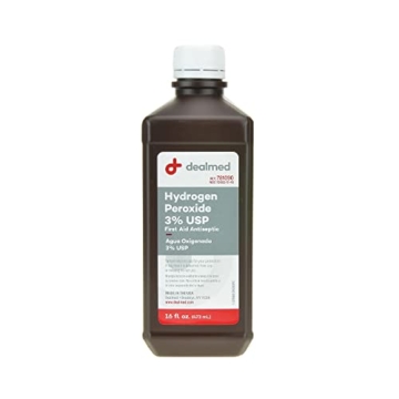 Dealmed Hydrogen Peroxide 3% USP – 16 fl. oz. USA Made Hydrogen Peroxide Cleaner, Hydrogen Peroxid...