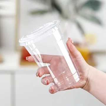 Large Capacity Clear Plastic Cups with Lids - 200 Sets