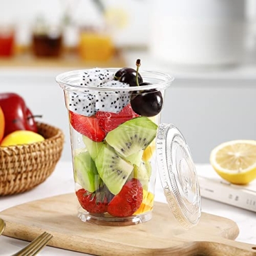 Large Capacity Clear Plastic Cups with Lids - 200 Sets