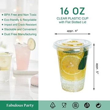 Large Capacity Clear Plastic Cups with Lids - 200 Sets