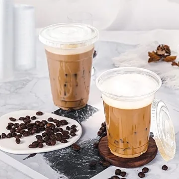 Large Capacity Clear Plastic Cups with Lids - 200 Sets