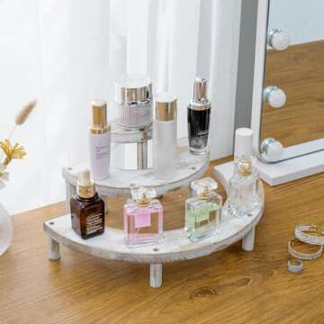 MyGift Wooden Display Stand Riser, 3 Tier Perfume and Cologne Organizer Stand, Cupcake Stand for Des...
